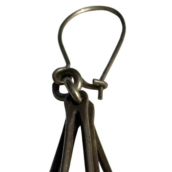 Vintage Handmade Sterling Silver Earrings Unmarked 925 Layered Open Teardrop - Picture 5 of 16